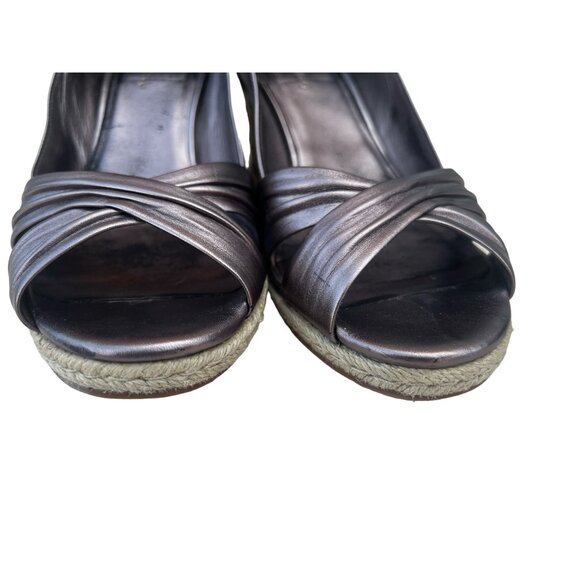 Cole Haan 9.5 B Air Camilla Metallic Gray Taupe Wedge Shoes 2.5" Heels - Picture 6 of 12